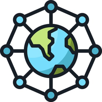 The earth is surrounded by connected dots vector
