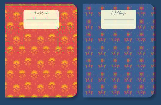 Childish school notebook cover design template. Diary cover page design Halloween illustration vector