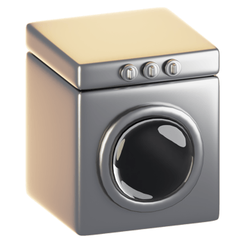 3d rendering bathroom icon concept. 3d render washing machine png