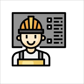A construction worker with a clipboard and a hard hat vector