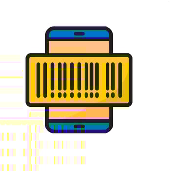 A smartphone with a barcode on it vector