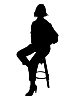 woman with short hair sitting in a bar stool png