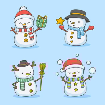 Set of Cute Snowman Illustration vector