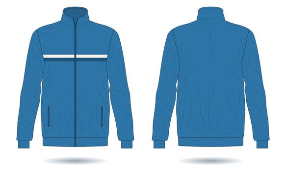 Blue long sleeve sports jacket mockup vector
