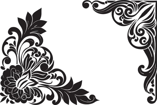 A black and white floral design vector