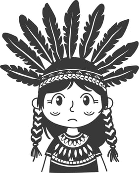 A cartoon girl wearing an indian headdress vector