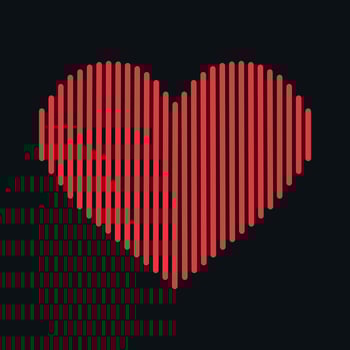 Sound wave in heart shape on black background. Music equalizer vector