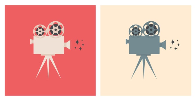 Retro movie camera icon set. Movie concept vector