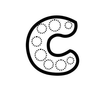 the letter c in black and white on a transparent background png