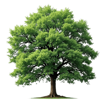 A big tree with a green leaf isolated on transparent background png