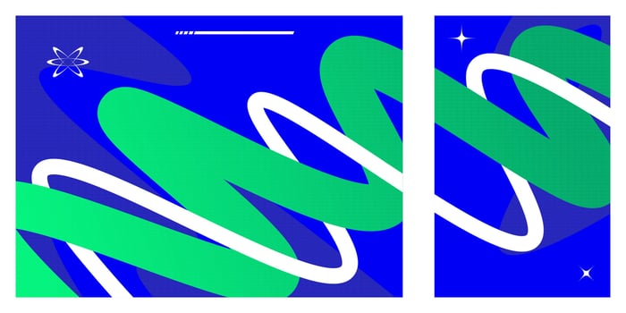 Abstract and Minimalist Background with Wavy Shapes and Spheres in Blue and Green Color Combination. Suitable for Cover, Banner, Poster, or Landing Page Design vector