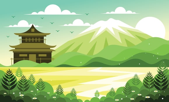 Japanese Nature with Castle Illustration vector