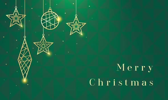 Christmas banner design Christmas decorations on a green background vector