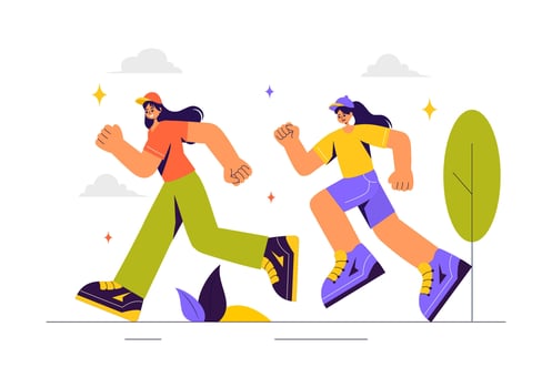 Marathon Race Cartoon of Runners Participating in a Fun Run in Flat Style vector