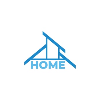 modern text home roof blue simple geometric logo vector