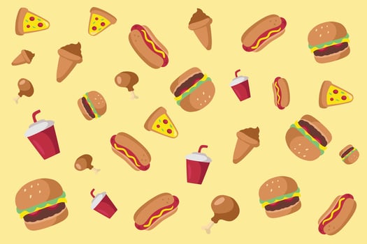 fast food pattern good for wallpaper, background design, t shirt design, etc vector