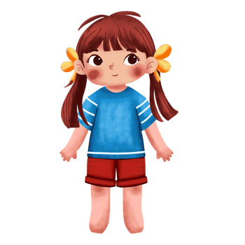 A cartoon girl with long hair and a blue shirt png