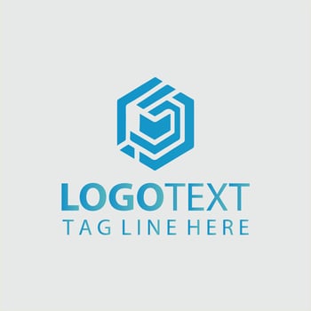 A blue hexagon logo design for a business vector