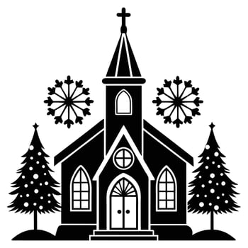Christmas church illustration white background vector