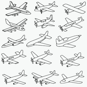 Hand-Drawn Airplane Illustrations A Collection of Vintage and Modern Aircraft Sketches for Designers vector