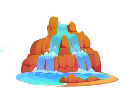 Cartoon waterfall, water cascade, streams vector
