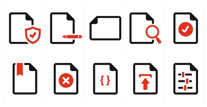 A set of 10 File icons as document, paper, horizontal document vector