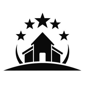 A hotel silhouette icon logo illustration on white background. vector