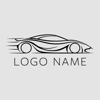 A black and white logo for a car company vector