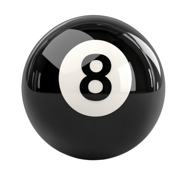 Black billiard ball with number eight, cut out png