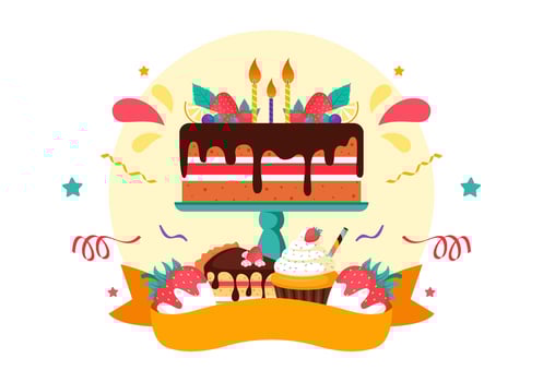 Happy National Cake Day Illustration with Diverse Cakes and Pastries vector