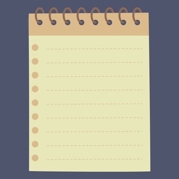 A blank notepad with a spiral binding, ready for notes or lists. vector