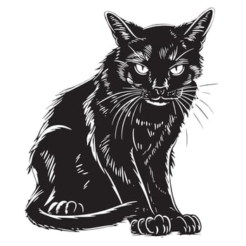 black cat cartoon style. illustration. vector