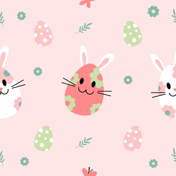 Easter bunny pattern with pink background vector