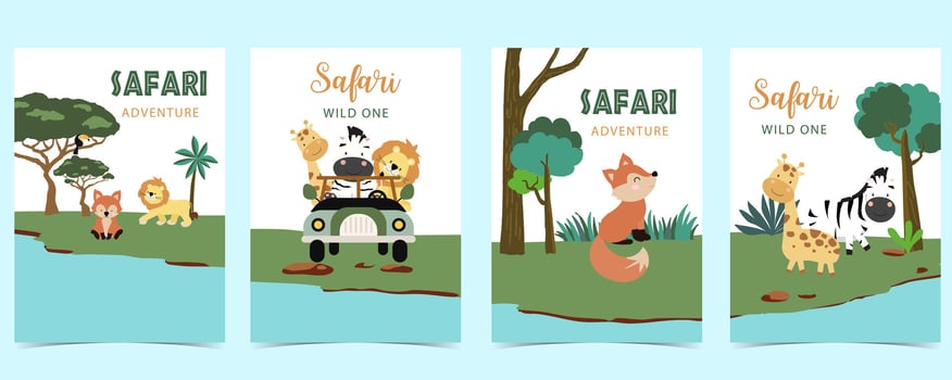 cute safari landscape termplate banner for a4 vertical design vector