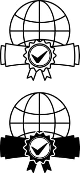 Online Degree Icons. Black and White Icons. Diploma For Studying Online Courses. Online Education Concept vector