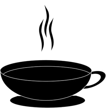 A black and white illustration of a cup of tea vector