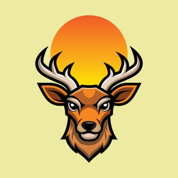 Mascot logo illustration of deer head designed for T-Shirt print vector