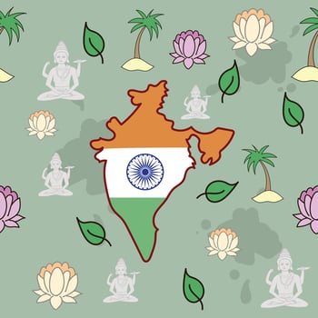 Indian seamless pattern illustration doodle hand drawn vector