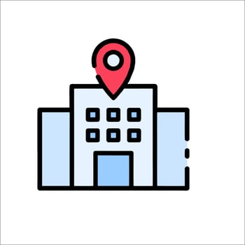 A building with a pin on it vector