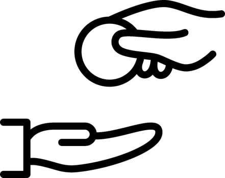 A hand giving a coin to another hand vector