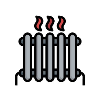 A black and white illustration of a heater vector