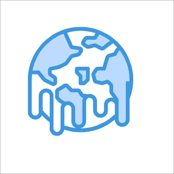 A blue and white logo with a melting globe vector