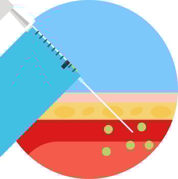 A syringe is being used to inject a patient vector