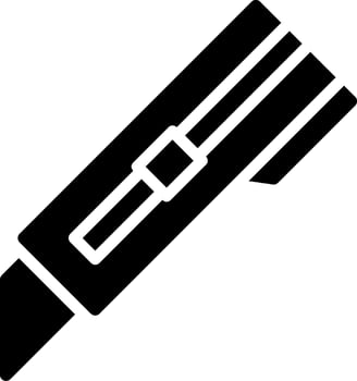 A black and white icon of a pen vector
