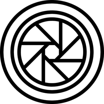 A black and white image of a camera lens vector
