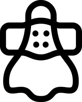 A black and white icon of a woman in a dress vector