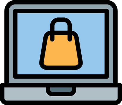 Shopping bag icon on laptop screen vector