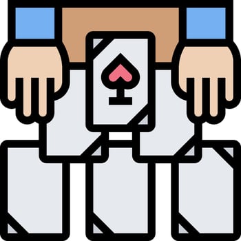 A man holding a deck of cards with his hands vector