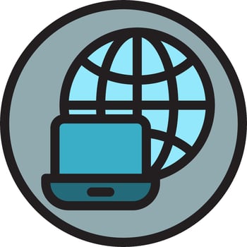 A globe and laptop icon vector