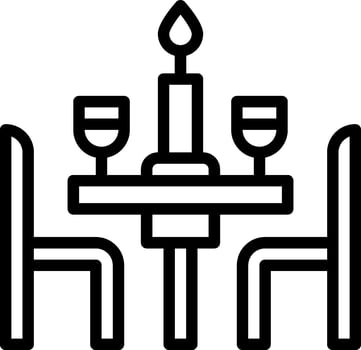 A black and white image of a table and chairs vector
